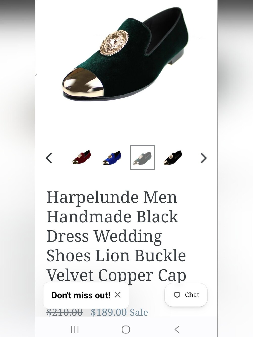 Green Velvet Loafer with Gold Lion Emblem